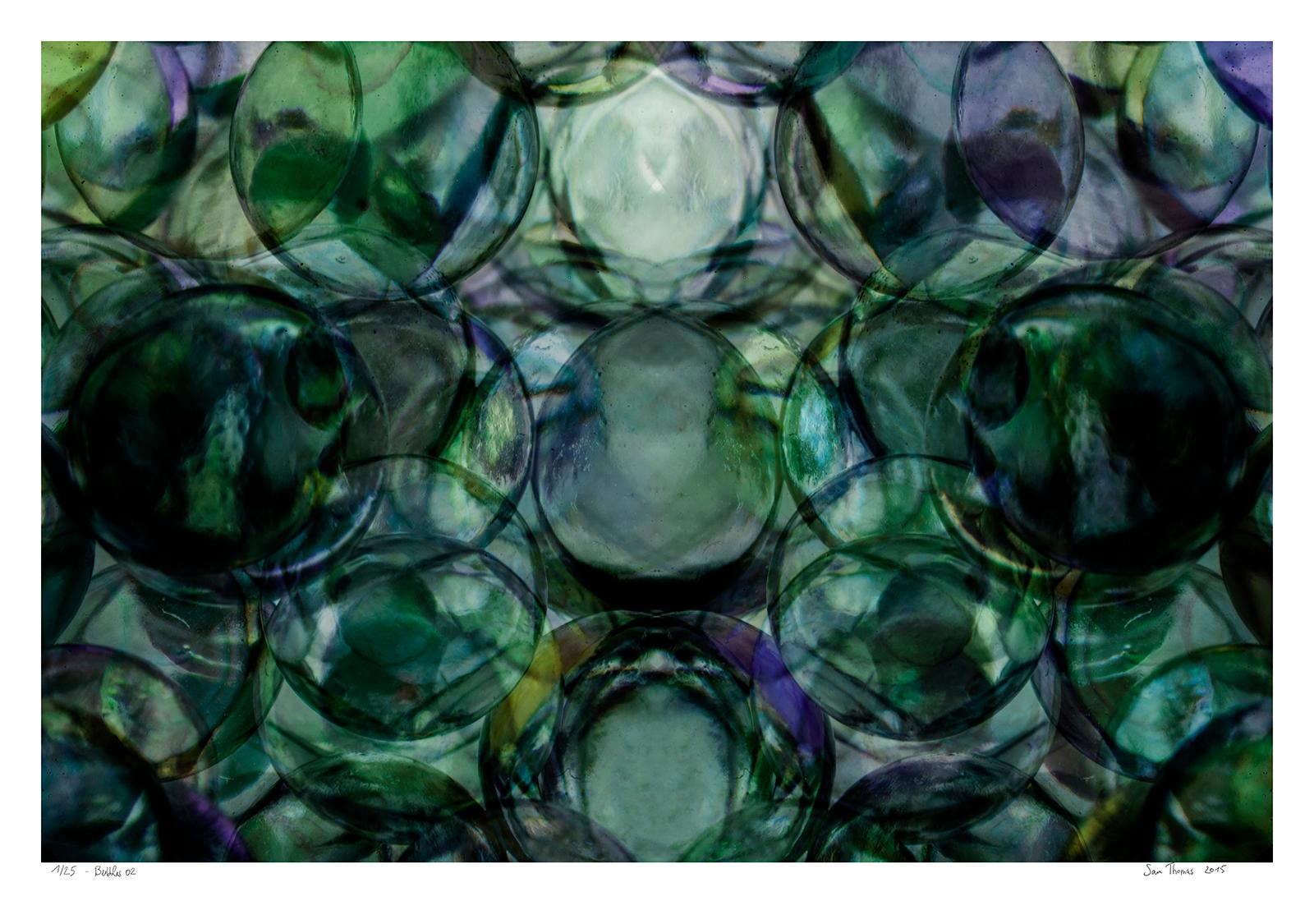 Sam Thomas Abstract Photograph - Bubbles 02 - Abstract color photograph, Limited edition print, Purple green
