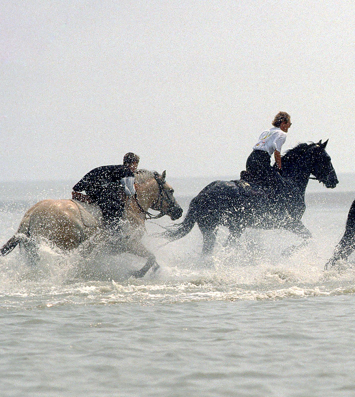 Horse riding - Color photography, Limited edition print, Race at rising tide - Photograph by Sam Thomas