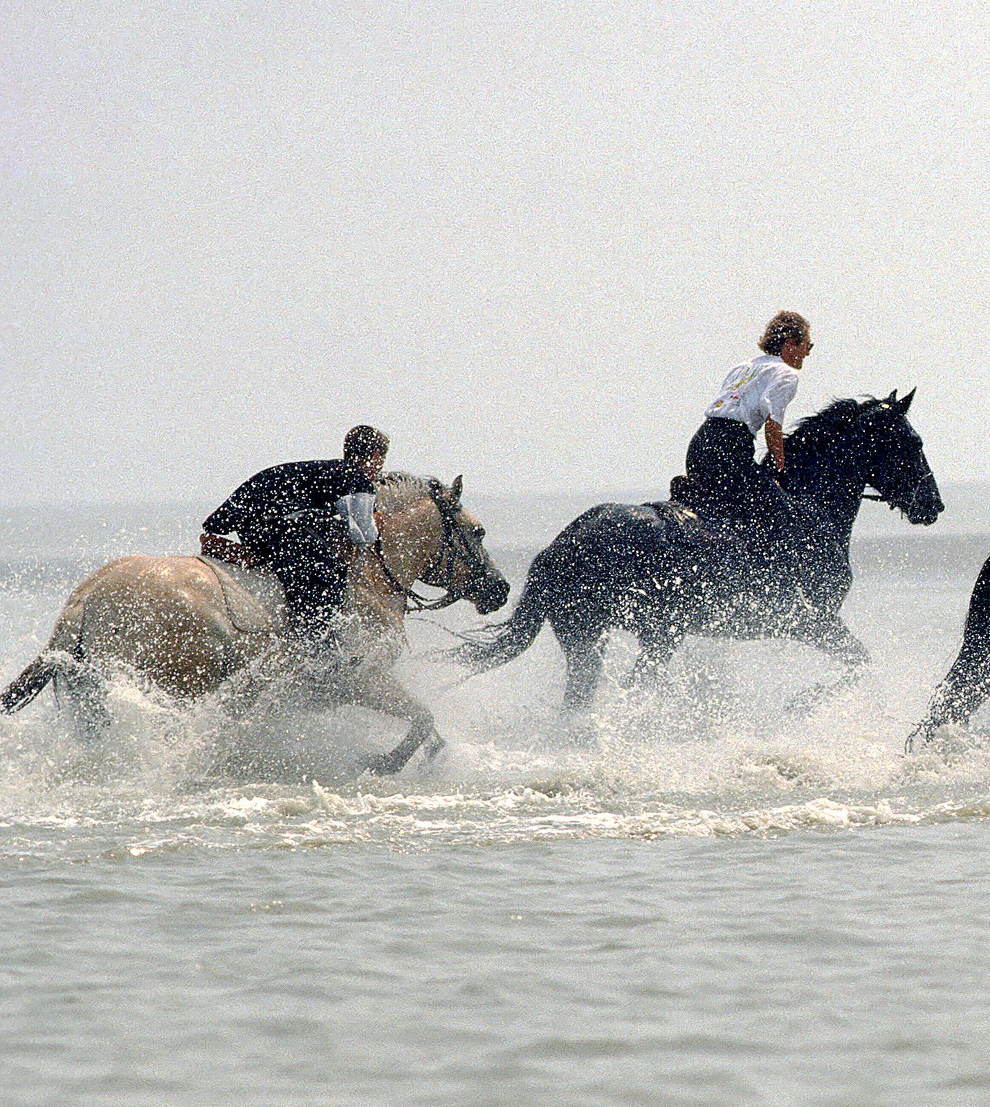 Horse riding - Farbfotografie, Druck in limitierter Auflage, Rennen bei aufsteigender Gezeiten – Photograph von Sam Thomas