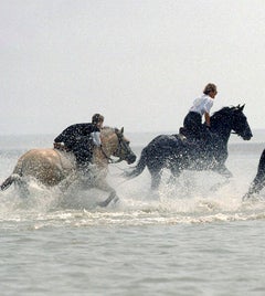 Horse riding - Color photography, Limited edition print, Race at rising tide