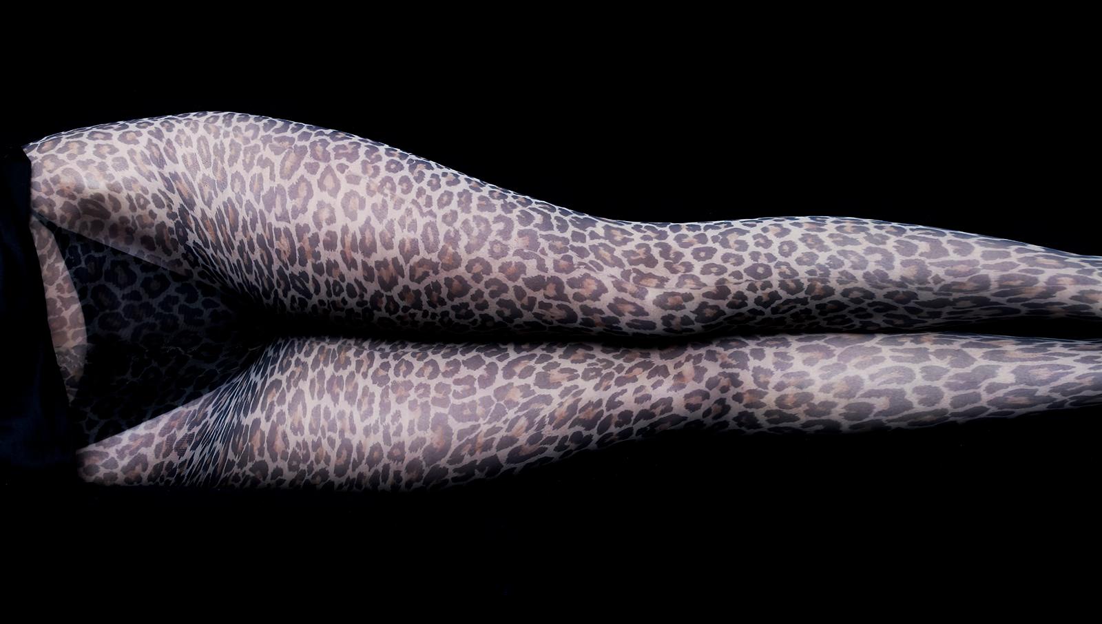 Sam Thomas Figurative Photograph - Legs - panorama, Contemporary Limited edition print, Woman with panther tights