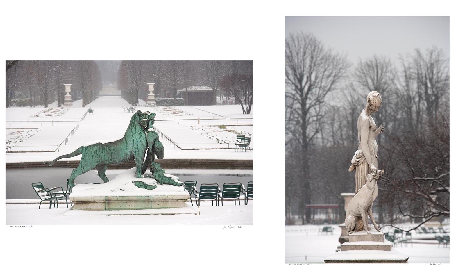 Sam Thomas Color Photograph – Paris im Schnee - Landschaft limitierte Auflage, Contemporary, Winter White