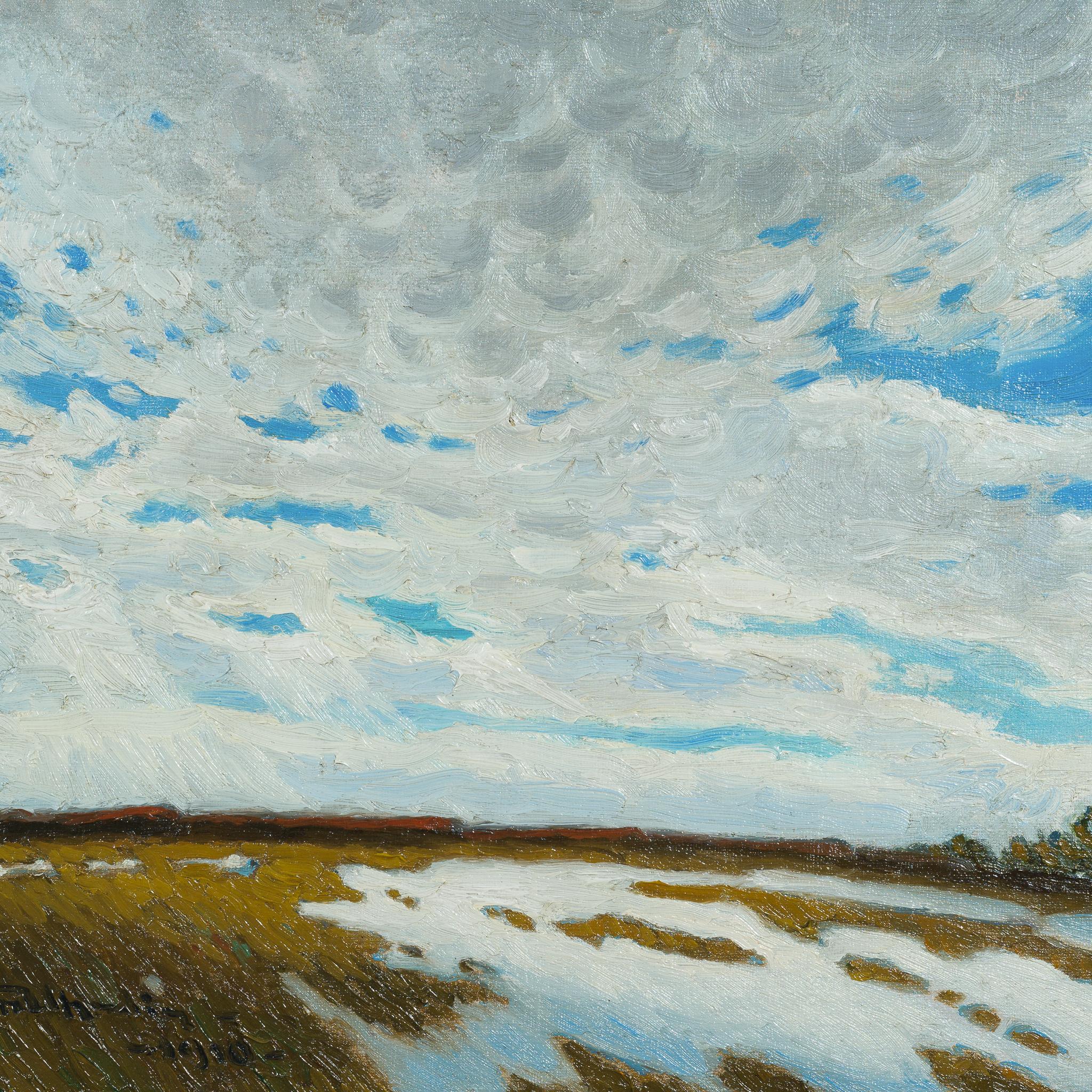 Un raro paisaje invernal con nubes de Sam Uhrdin (1910) en venta 6