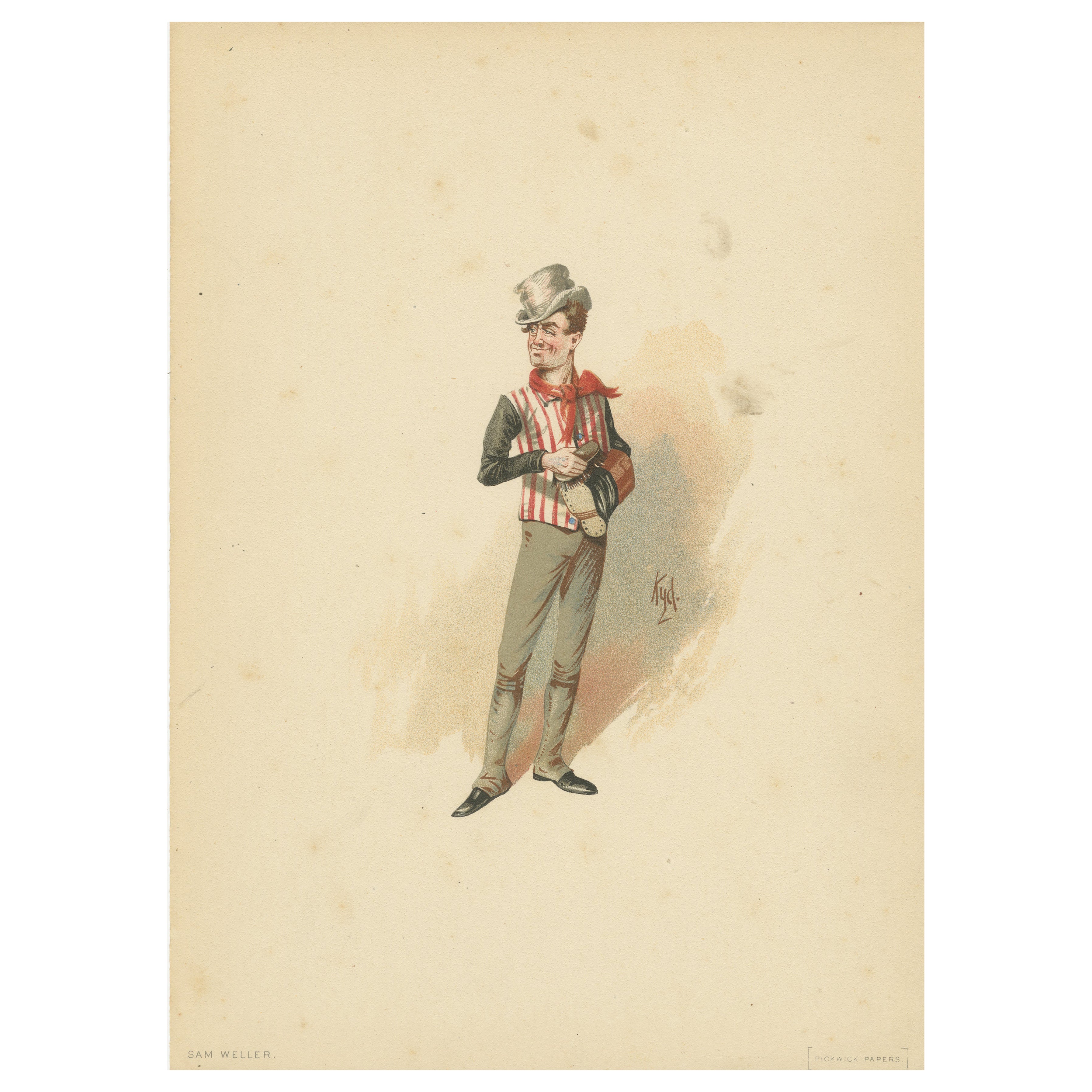 Sam Weller da Pickwick Papers - Schizzo del personaggio di Kyd dopo Dickens, 1889 ca.