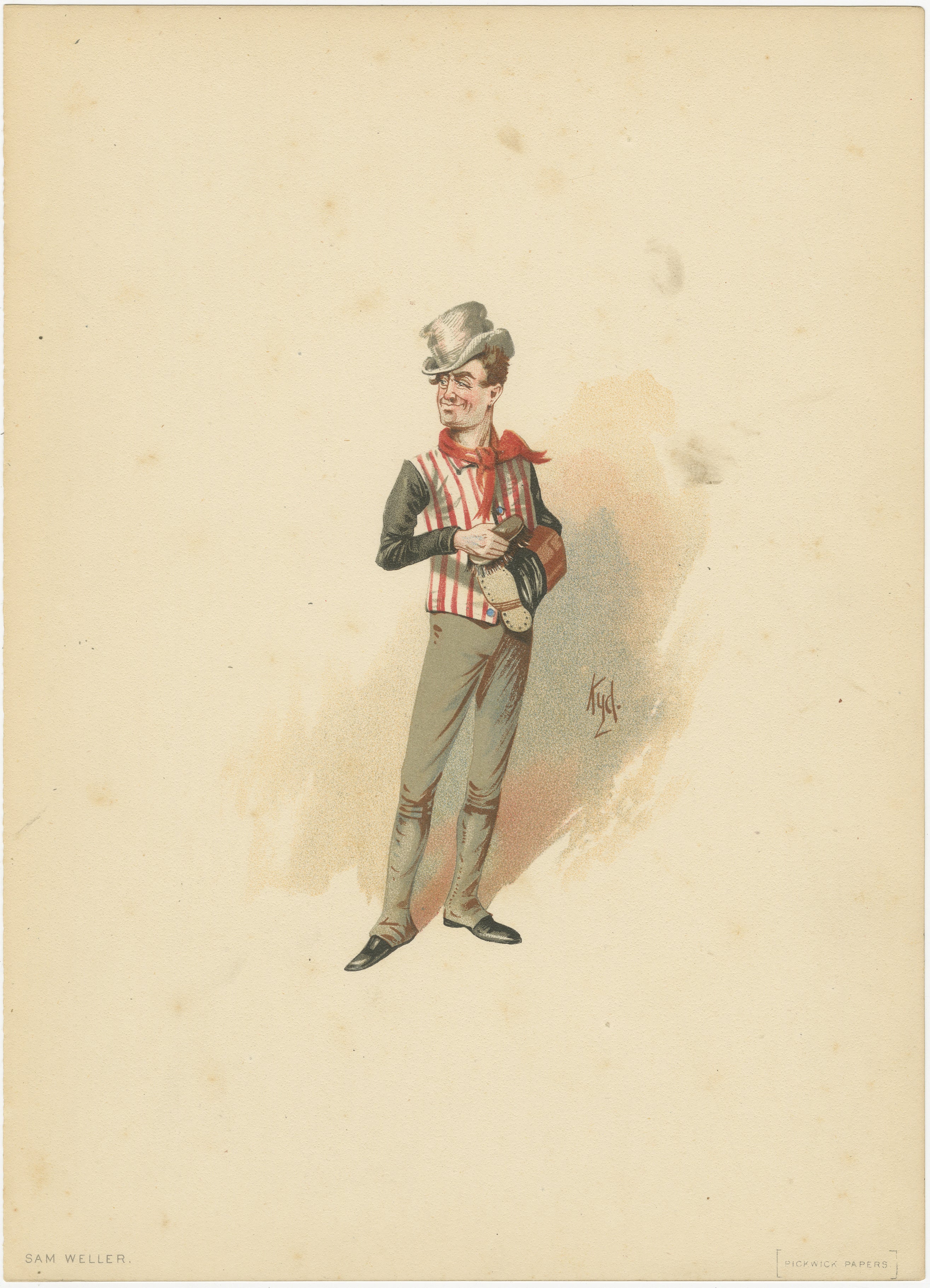 Sam Weller aus den Pickwick Papers - Kyd-Charakterskizze nach Dickens, ca. 1889 im Angebot