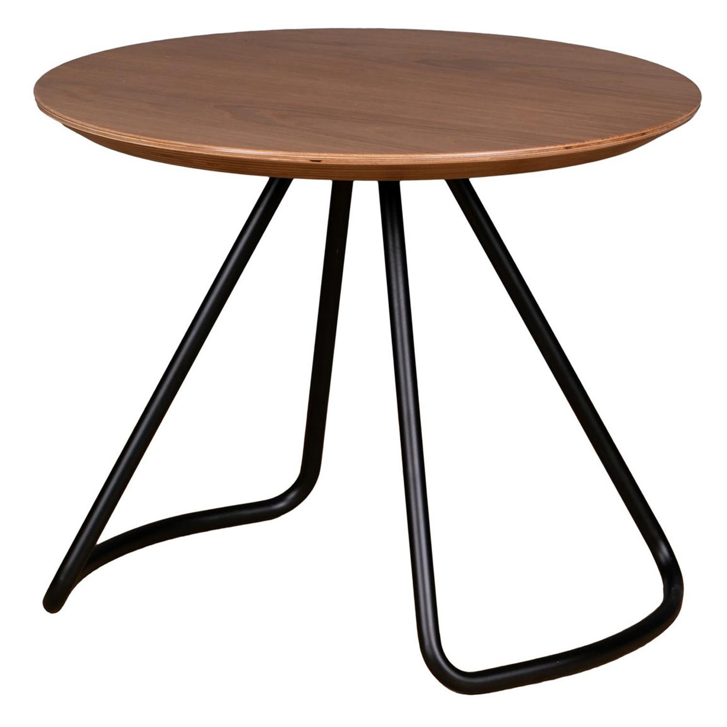 Table basse Sama, table basse moderne contemporaine et minimaliste en chêne naturel et métal noir