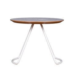 Sama Coffee Table, Contemporary Modern Minimalist White Oak & White Metal