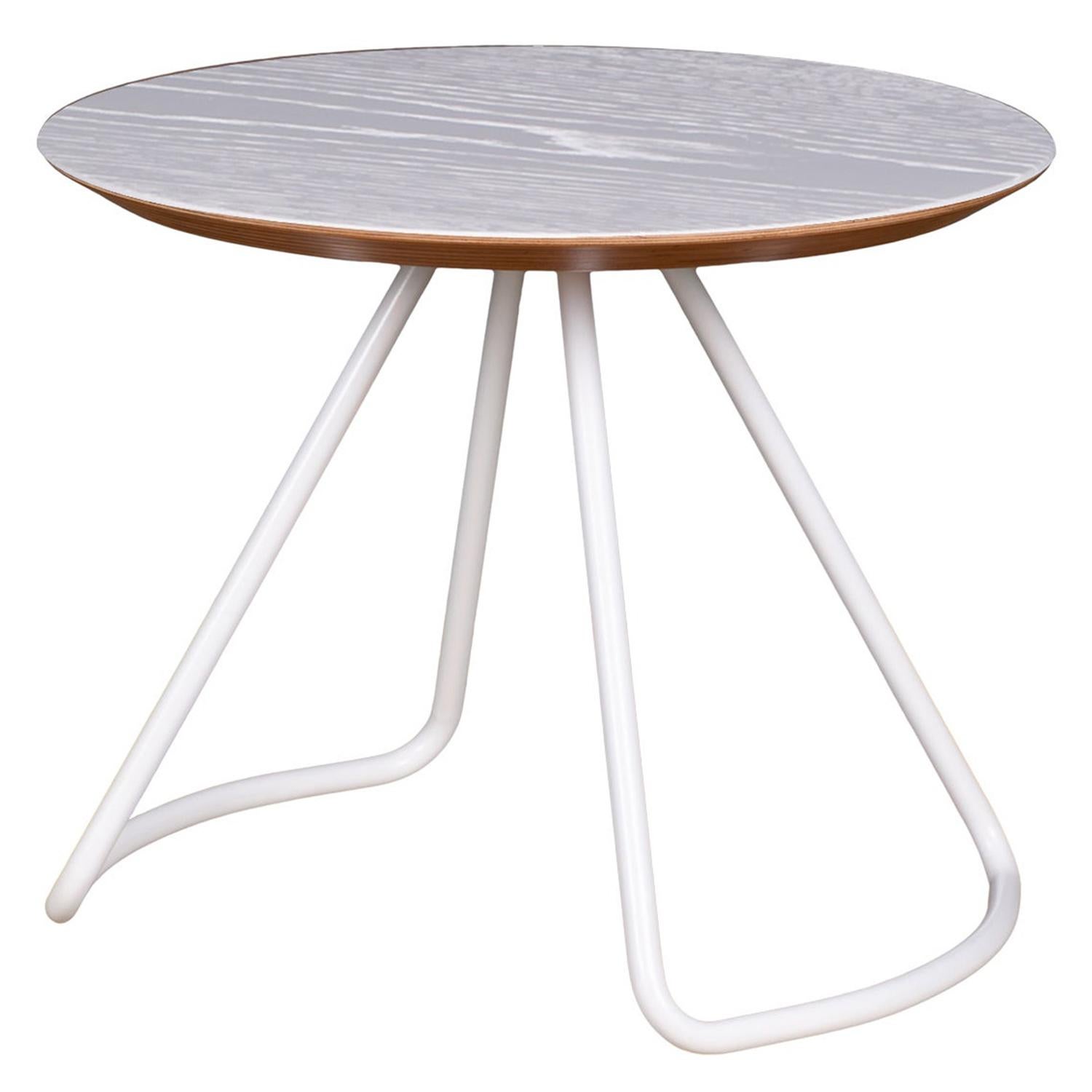 Sama Coffee Table, Contemporary Modern Minimalist White Oak & White Metal