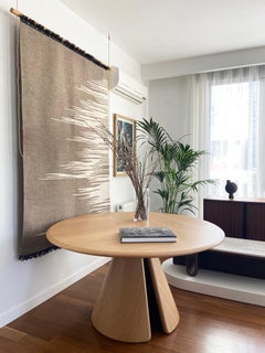 Sama Dining Table, Contemporary Sculptural Round Oak by Fulden Topaloglu