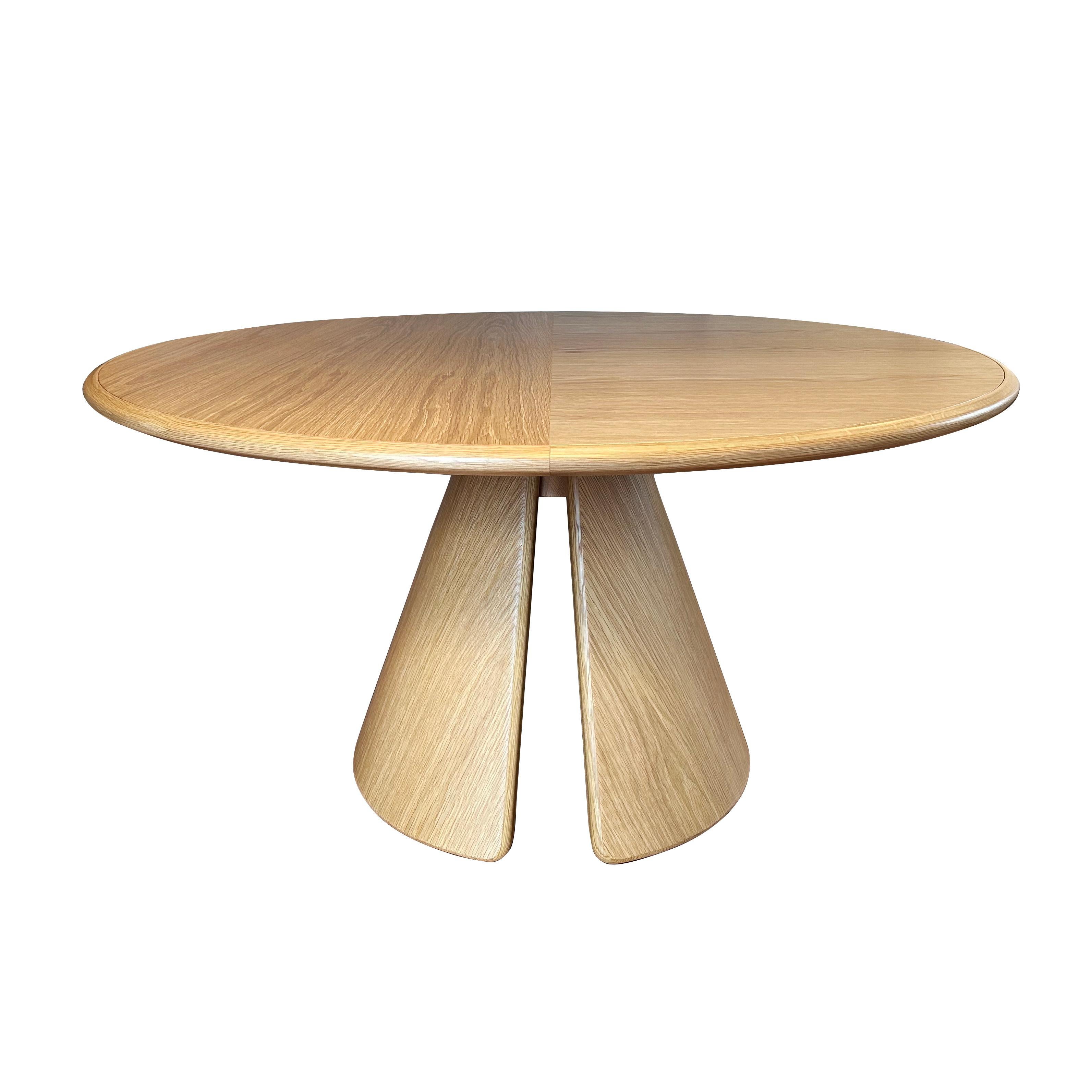 Turkish Sama Dining Table, Contemporary Sculptural Round Oak by Fulden Topaloglu For Sale