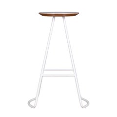 Sama High Stool, Contemporary Modern Minimalist White Oak & White Metal (tabouret haut)