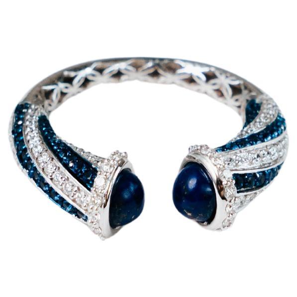SAMAA Diamonds - Anello Brillo Bleu - Anello di moda con diamanti e zaffiri in vendita