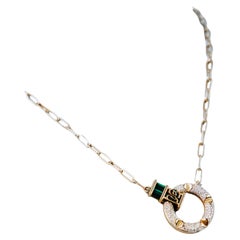 SĀMAÁ Diamonds - Collier Halo Menthe - Collier pendentif en malachite et diamant