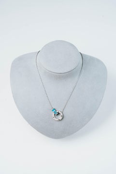 SĀMAÁ Diamonds - Halo Turquoise Necklace - Turquoise & Diamond Necklace