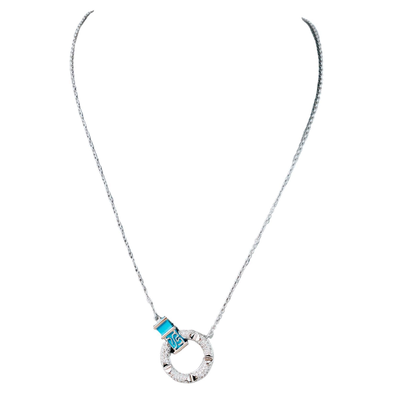 SĀMAÁ Diamonds - Collana Halo in turchese - Collana in turchese e diamanti in vendita