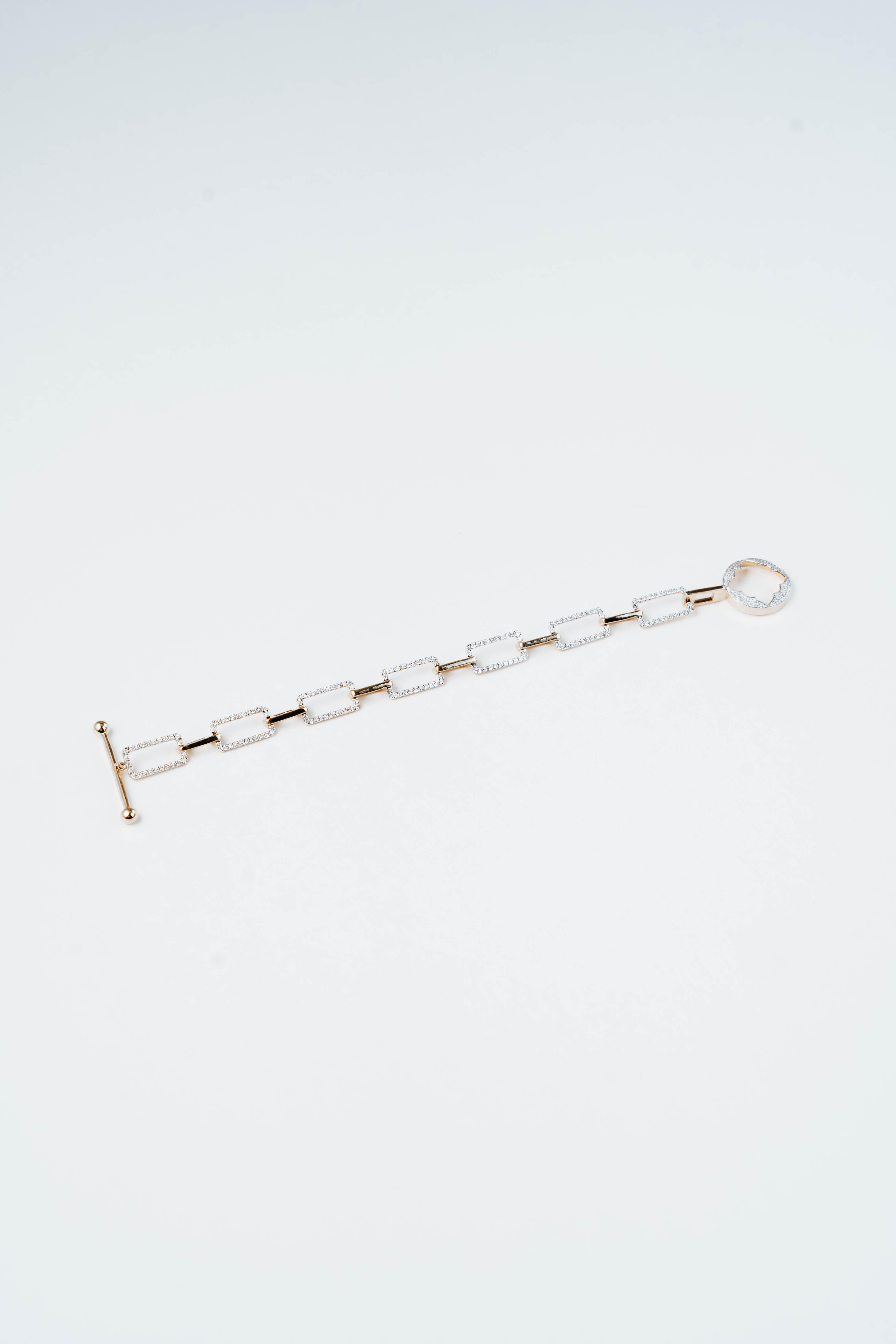 SĀMAÁ Diamonds - Nino Oro Bracelet - Gold & Diamond Linked Bracelet In New Condition For Sale In Houston, TX