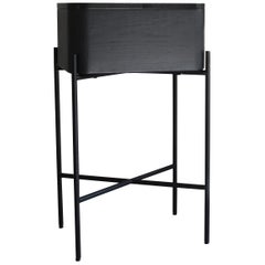 Samaná Coffee Cabinet in white oak and black coated tubular for storage