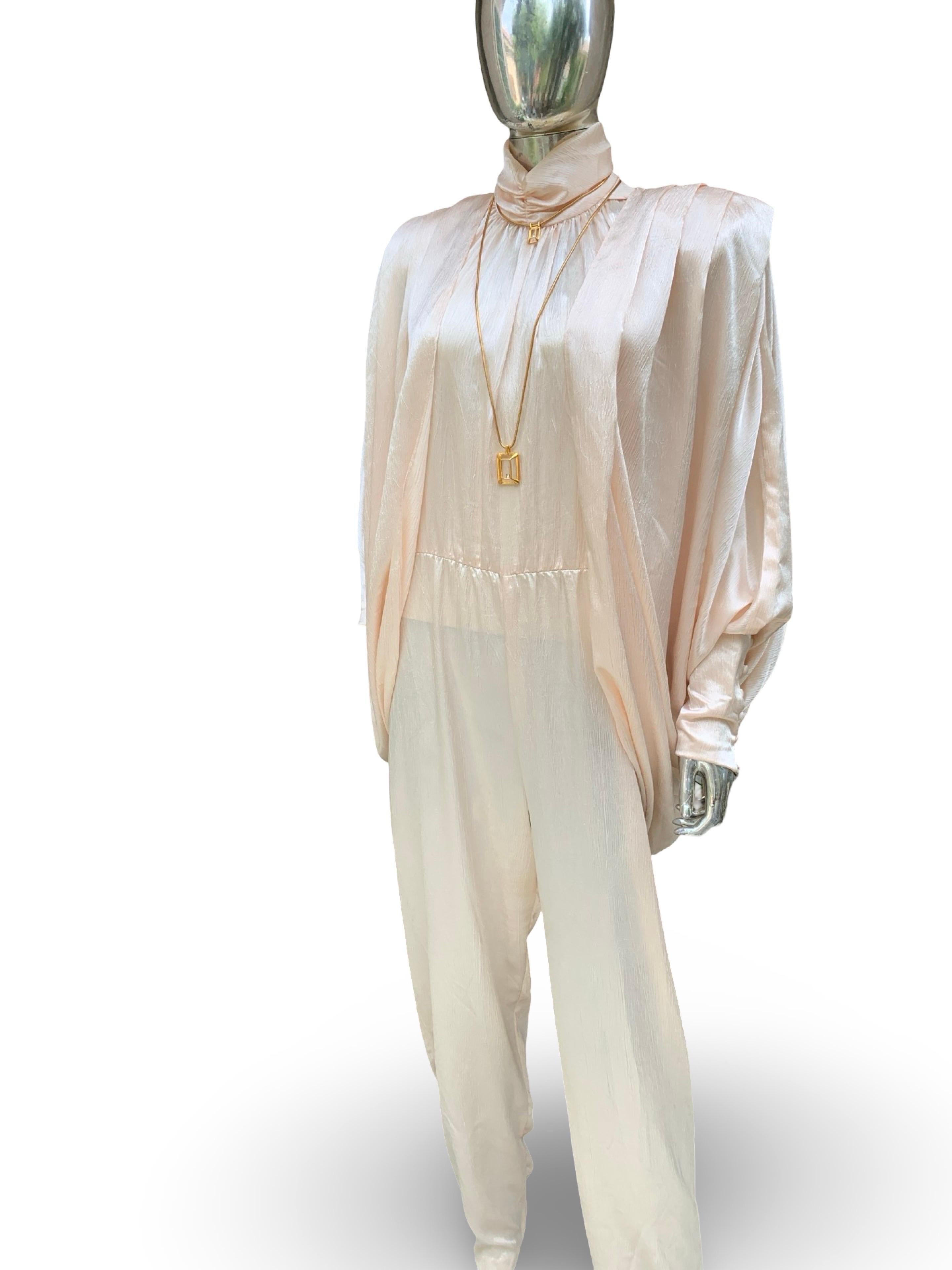 Samantha Schwarz Vintage Satin Jumpsuit & Drapierte Jacke Cocktail Chic Set Größe 10 im Angebot 6