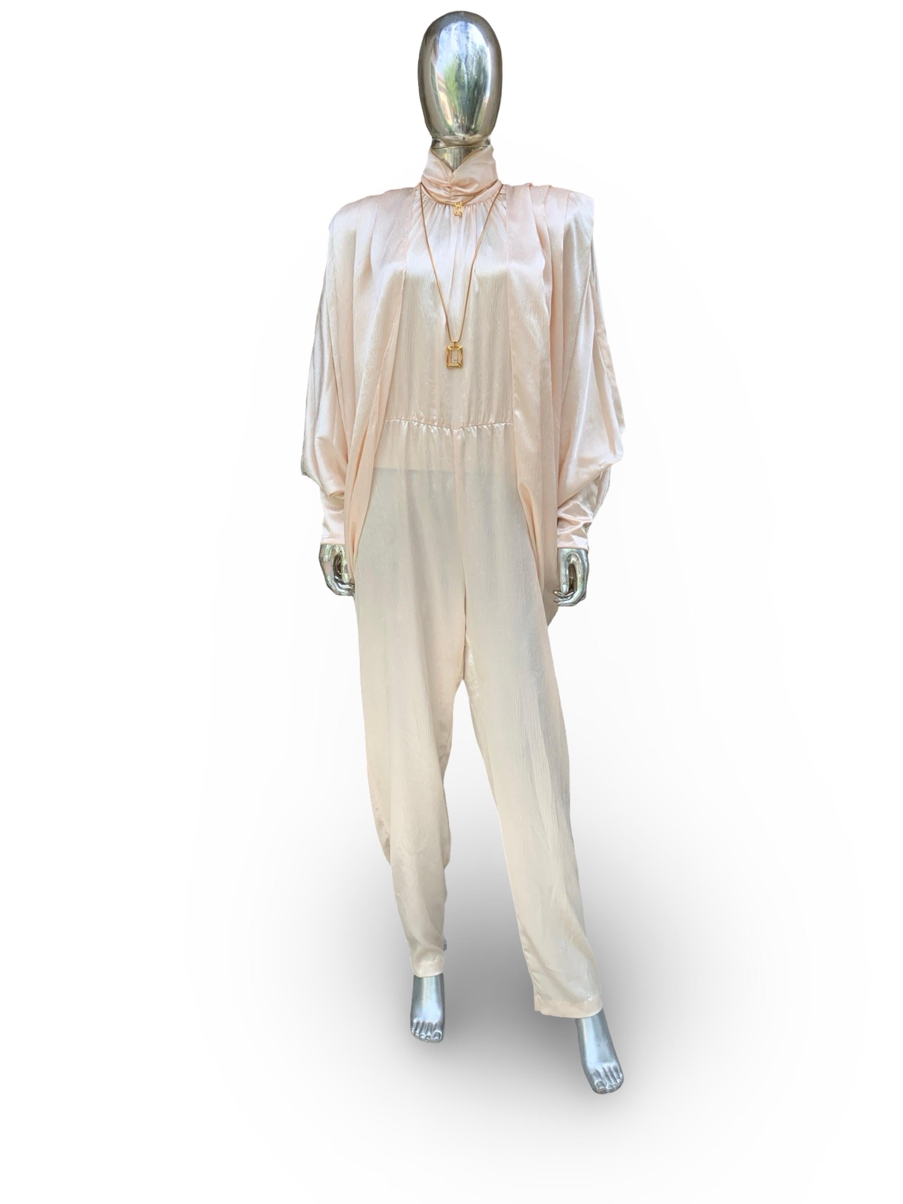 Samantha Schwarz Vintage Satin Jumpsuit & Drapierte Jacke Cocktail Chic Set Größe 10 Damen im Angebot