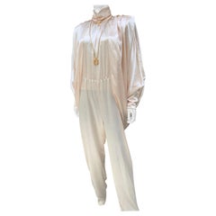 Samantha Black Vintage Satin Jumpsuit & Draped Jacket Cocktail Chic Set size 10