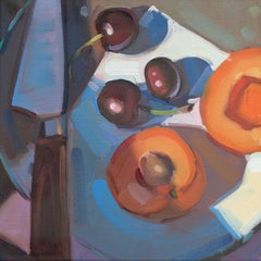 "Cherries And Apricots" (2024) by Samantha Buller, Original Oil Painting of Food