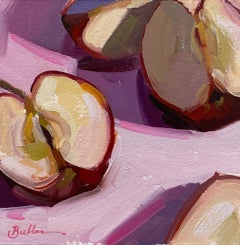 "Cut Apples on Pink, " Oil Painting