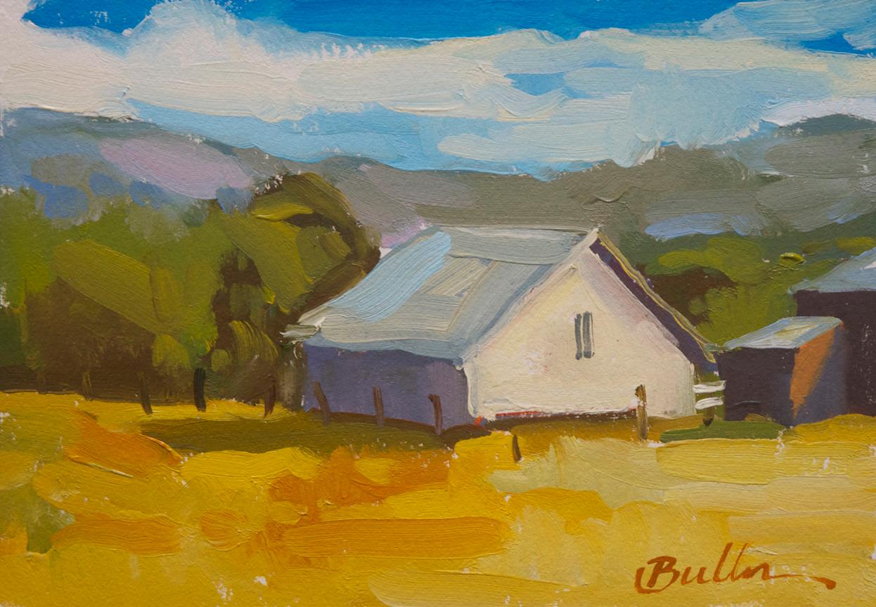"Tierras de labranza doradas", pintura al óleo