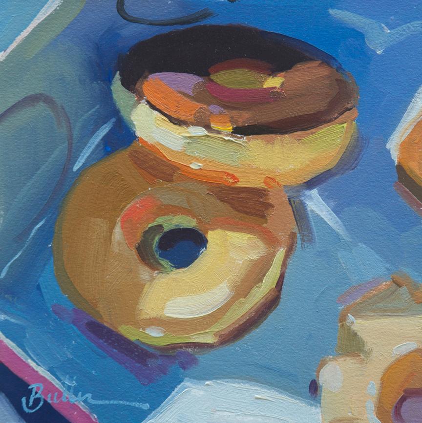 Samantha Buller Figurative Painting - "Kenny's Donuts, " Oil Painting