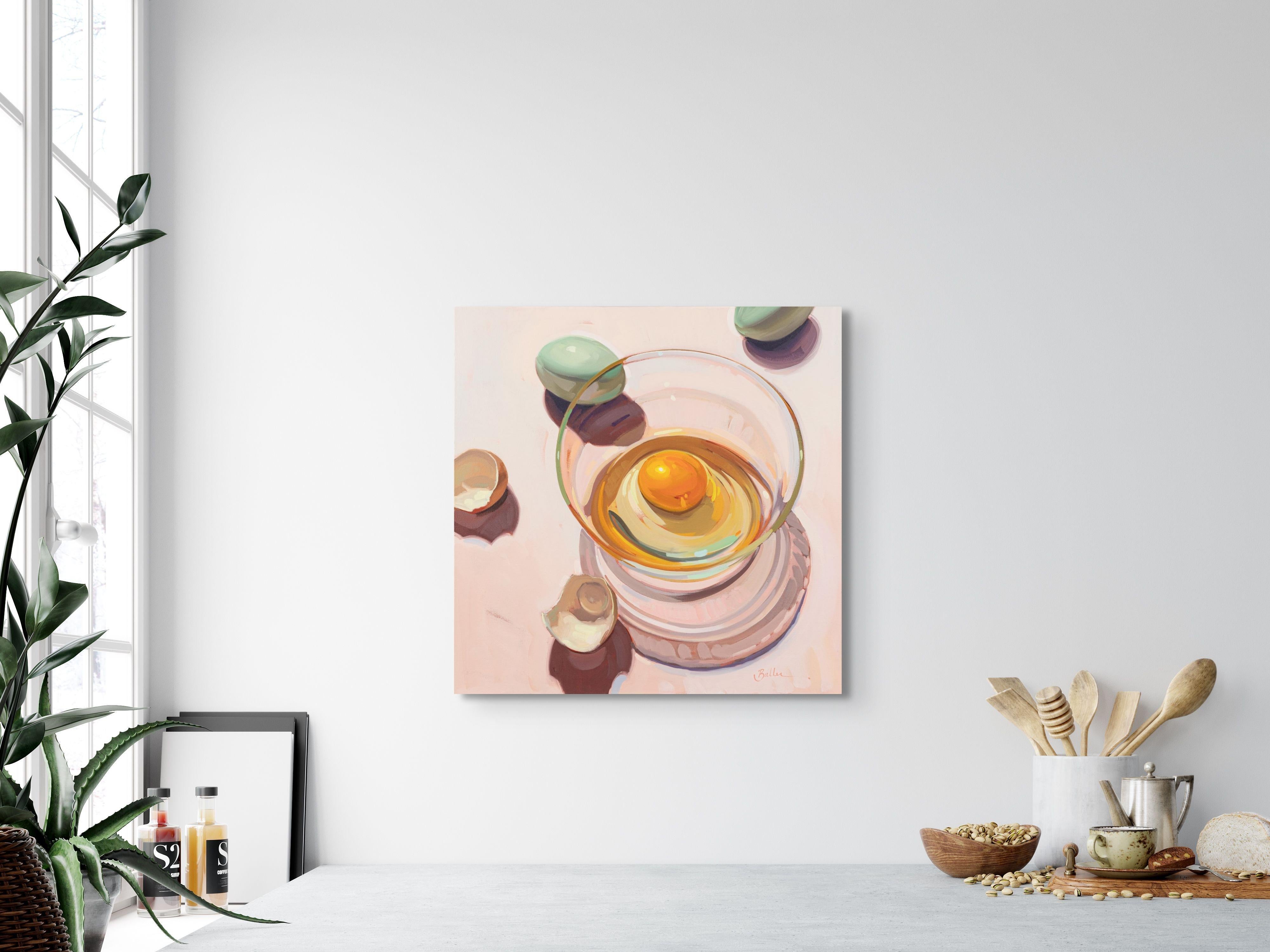 Let Me Take A Crack at It - A Bright and Colorful Still Life Painting of Eggs For Sale 4