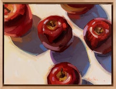"Red Delicious" - Expressive still life painting of apples and their shadows