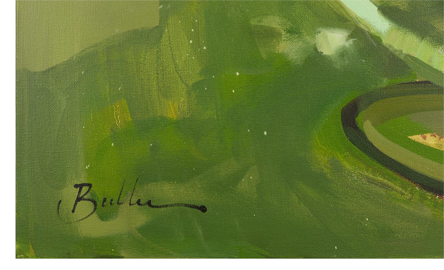 Zwei Hula-Reifen - Gemälde eines jungen Kindes mit Hula-Reifen, impressionistisches Ölgemälde   – Painting von Samantha Buller