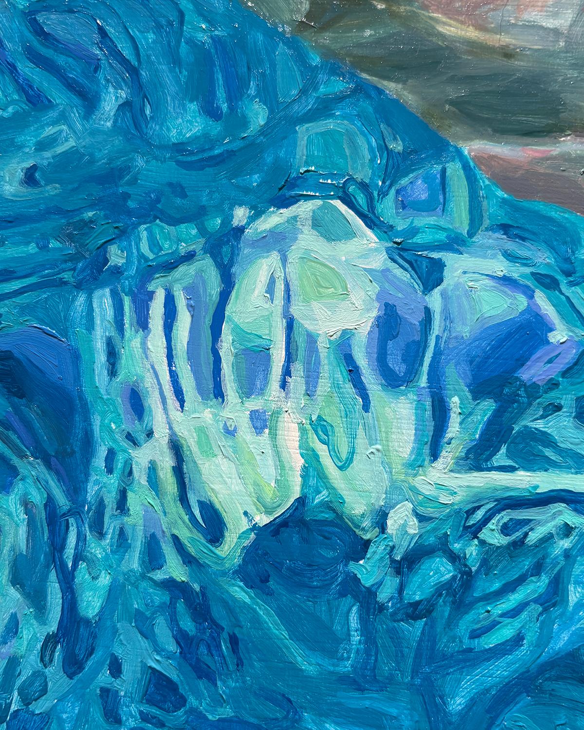 Morning Reflections: Oil Painting of Woman Swimming in Pool For Sale 10