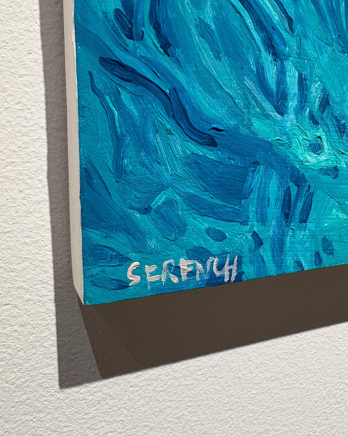Morning Reflections: Oil Painting of Woman Swimming in Pool For Sale 1