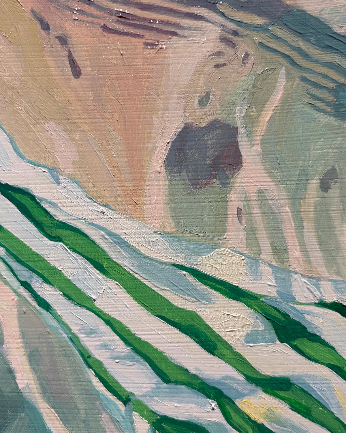 Morning Reflections: Oil Painting of Woman Swimming in Pool For Sale 4