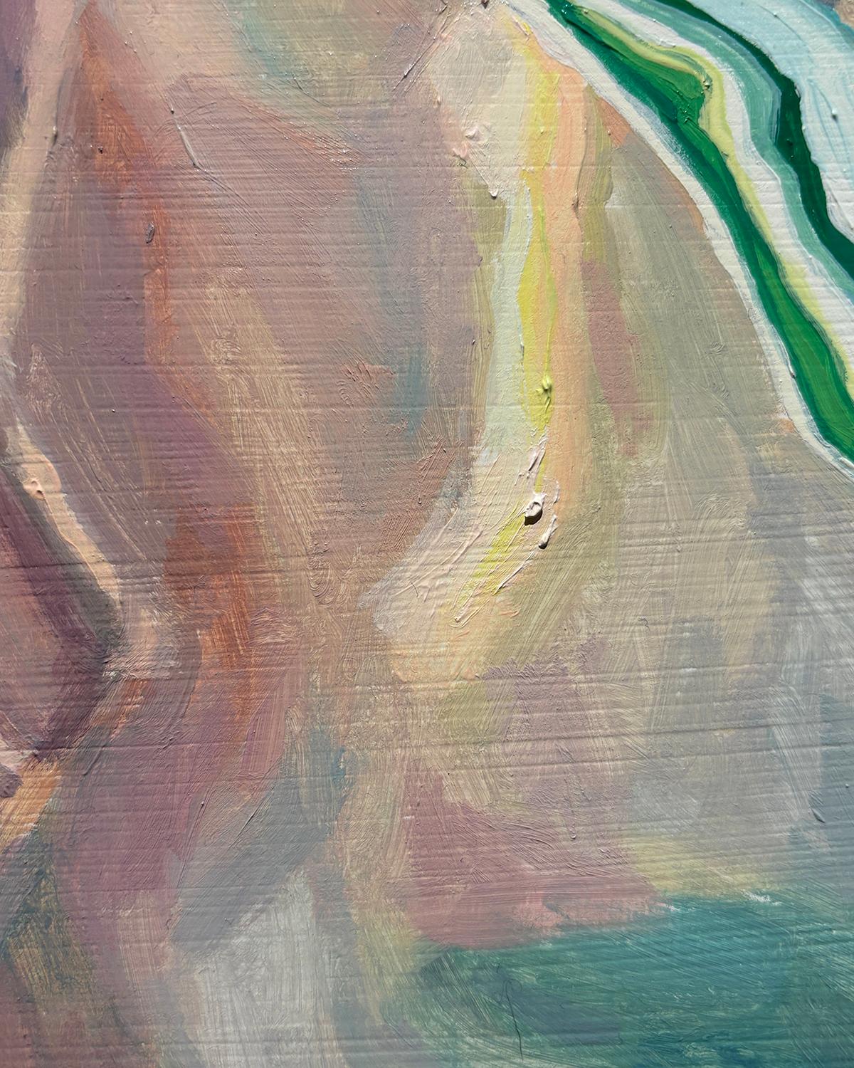 Morning Reflections: Oil Painting of Woman Swimming in Pool For Sale 5