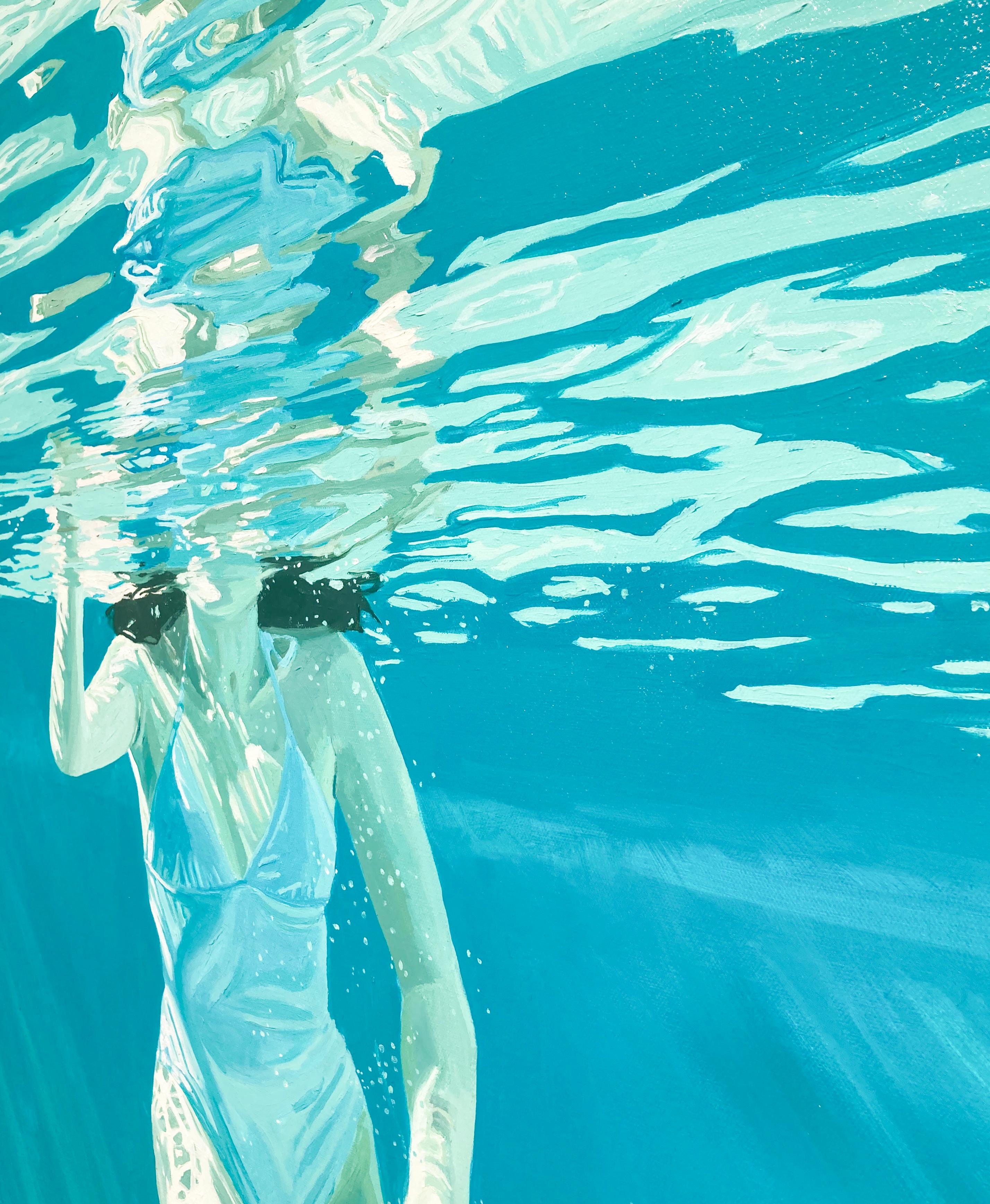 person swimming painting
