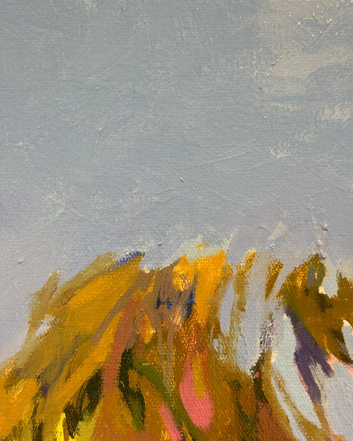 Summer Solstice: Oil Painting of Two People Swimming in Pool For Sale 1