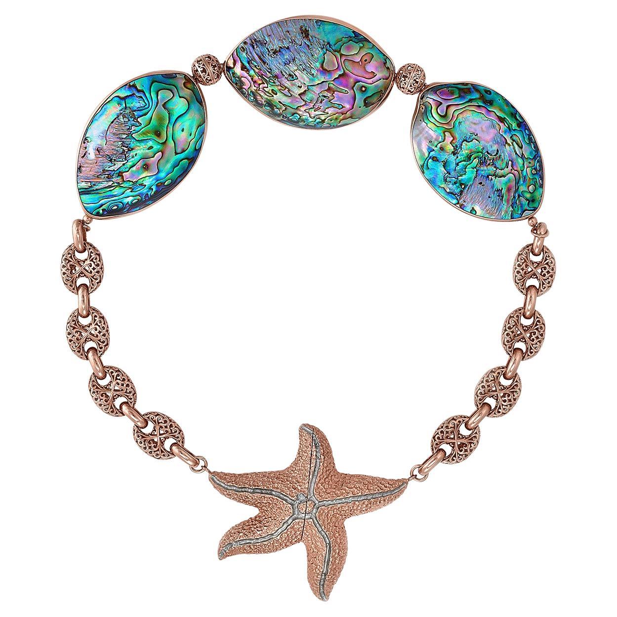 Samantha Siu NY 18k vermeil over silver reversible necklace with abalone shell. For Sale