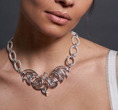 Samantha Siu NY 18k vermeil over silver reversible necklace with aquamarine