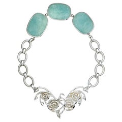 Samantha Siu NY 18k vermeil over silver reversible necklace with aquamarine