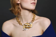 Samantha Siu NY 18k vermeil over silver reversible necklace with green jasper