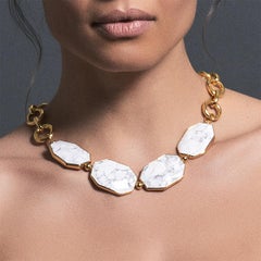 Samantha Siu NY 18k vermeil over silver reversible necklace with howlite stone.