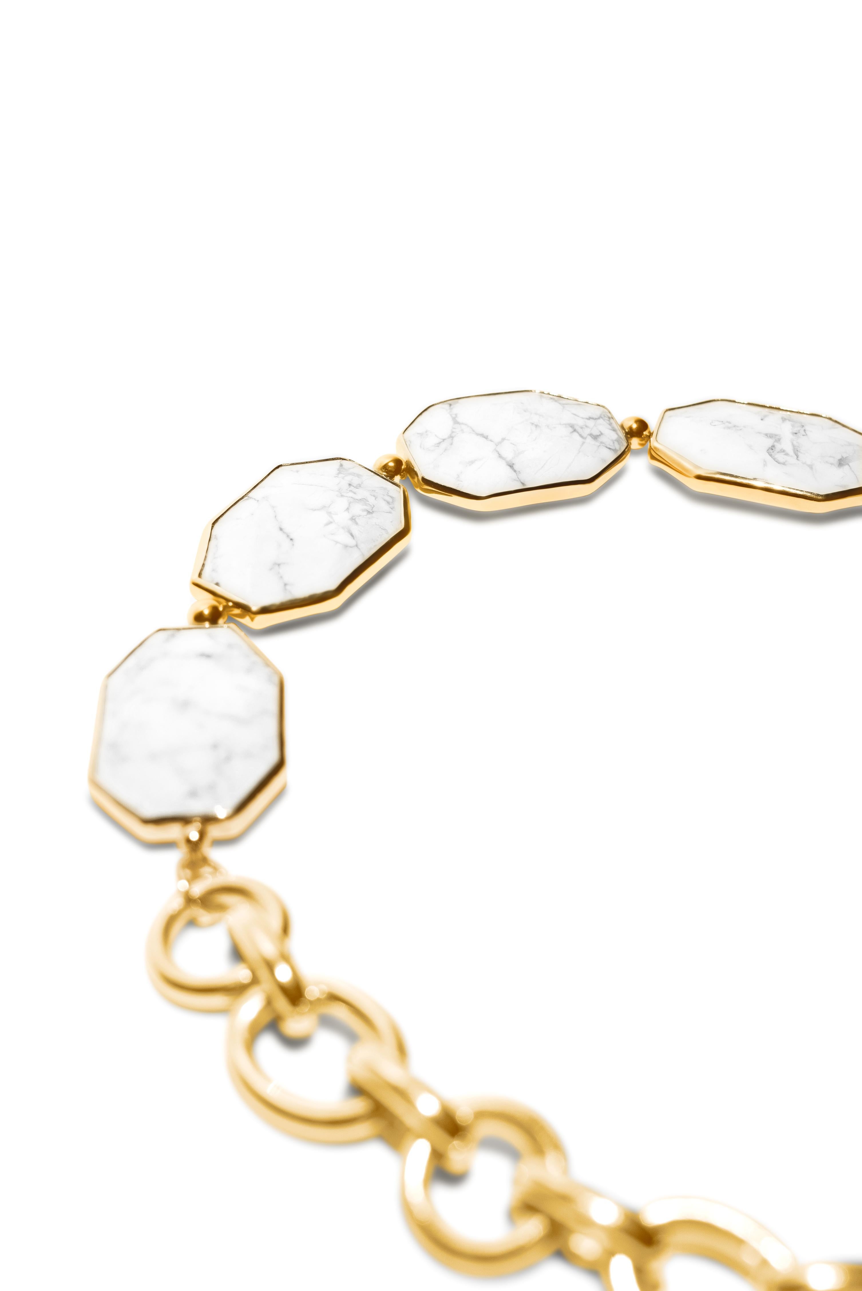 Collana reversibile Samantha Siu NY in vermeil 18k e argento con pietra howlite. in vendita 7