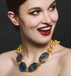 Samantha Siu NY 18k vermeil over silver reversible necklace with labradorite.