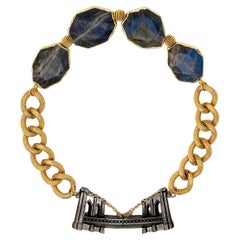 Samantha Siu NY 18k vermeil over silver reversible necklace with labradorite.
