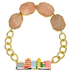 Samantha Siu NY 18k vermeil over silver reversible necklace with rose quartz.