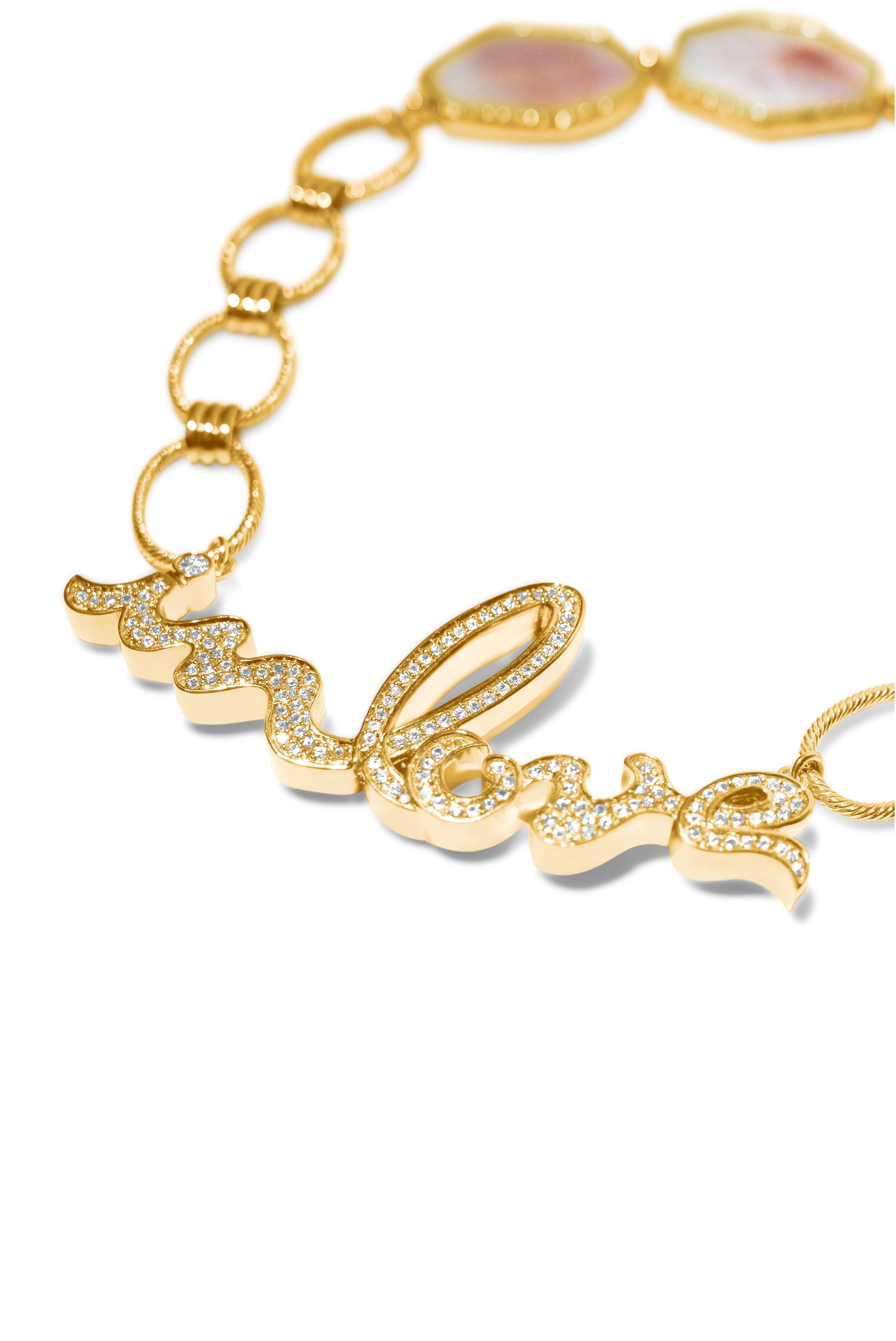 Samantha Siu NY 18k vermeil over silver reversible necklace with white sapphires For Sale 2