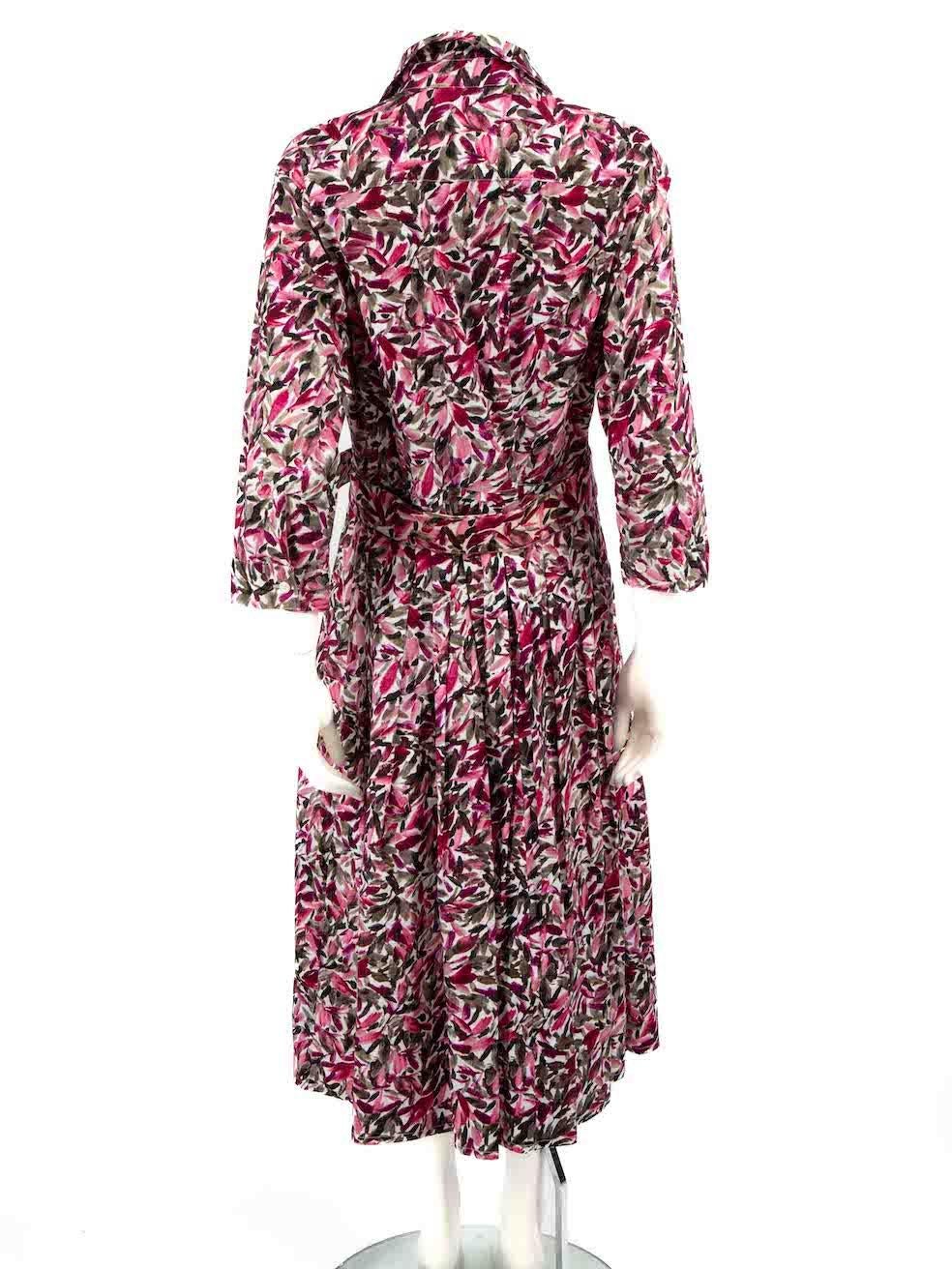 Samantha Sung Abstract Pattern Belted Midi Dress Size XXL In Excellent Condition For Sale In London, GB