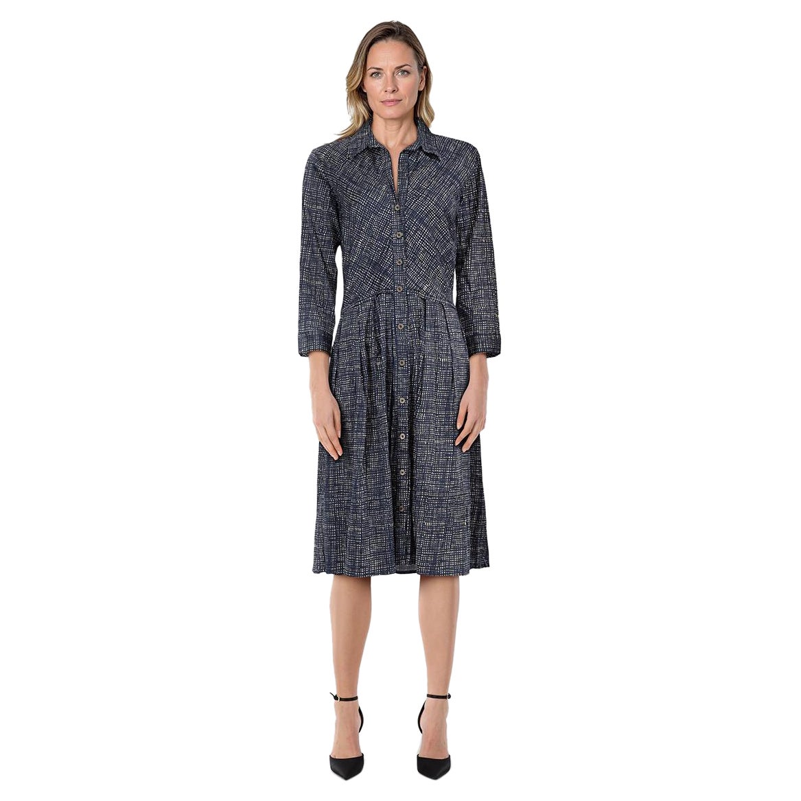 Robe plissée abstraite boutonnée Samantha Sung, taille XL