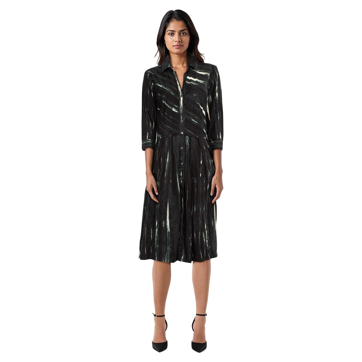 Robe chemise à motif rayé abstrait Samantha Sung, Taille XL